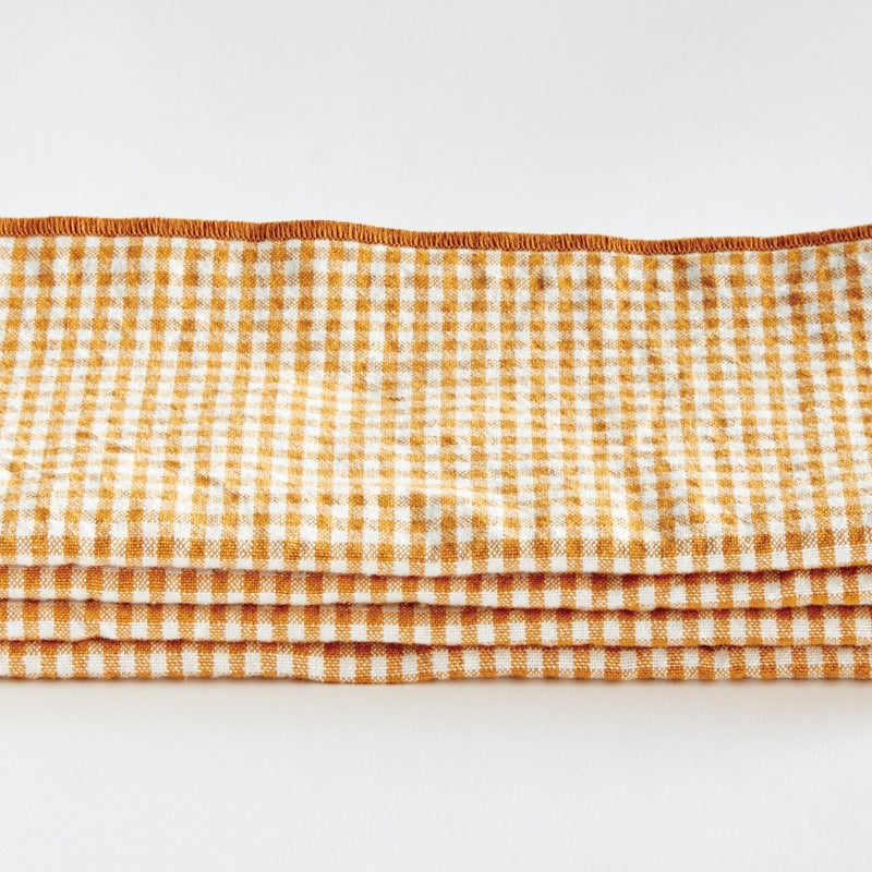 ochre gingham dinner napkin set