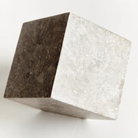 gray marble abstract cube sculpture 