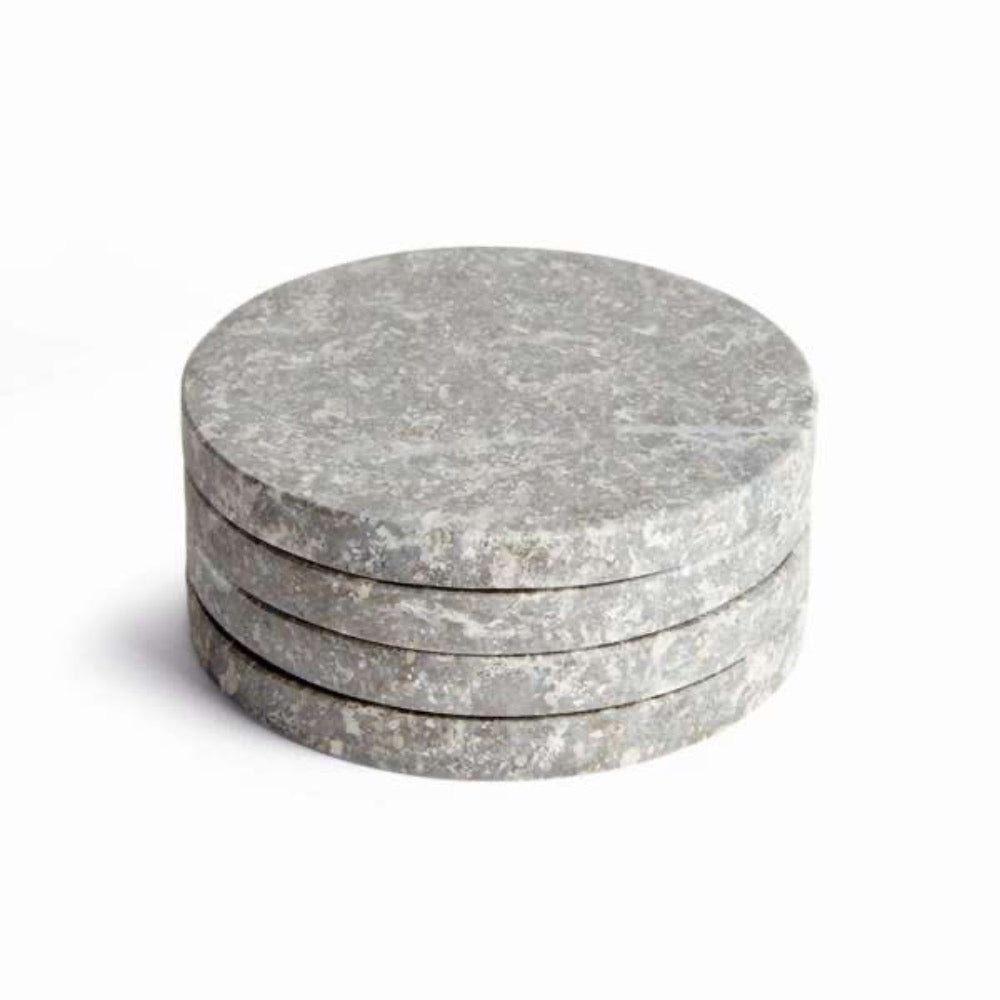 round marble coasters set gray 