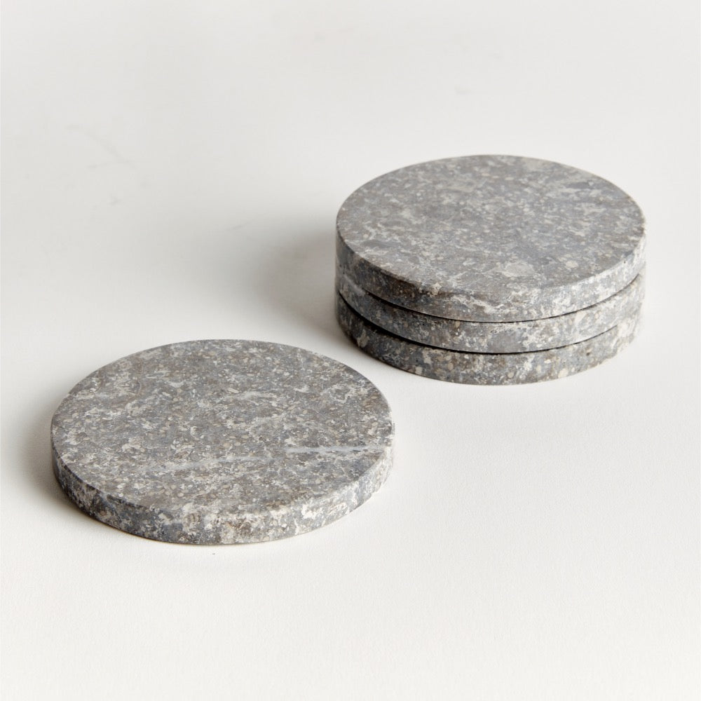 round marble coasters set gray 