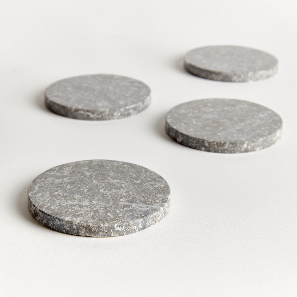 round marble coasters set gray 