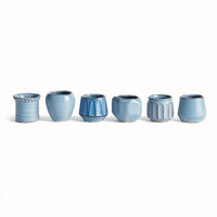 set of six mini stoneware pots 