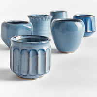 set of six mini stoneware pots 