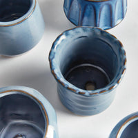 set of six mini stoneware pots 