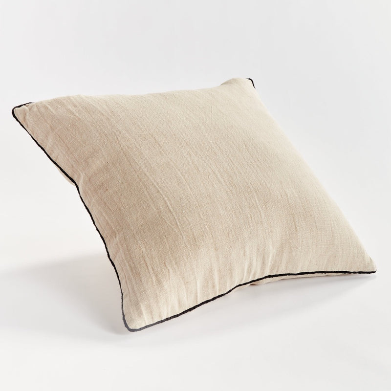 taupe flax fiber square throw pillow