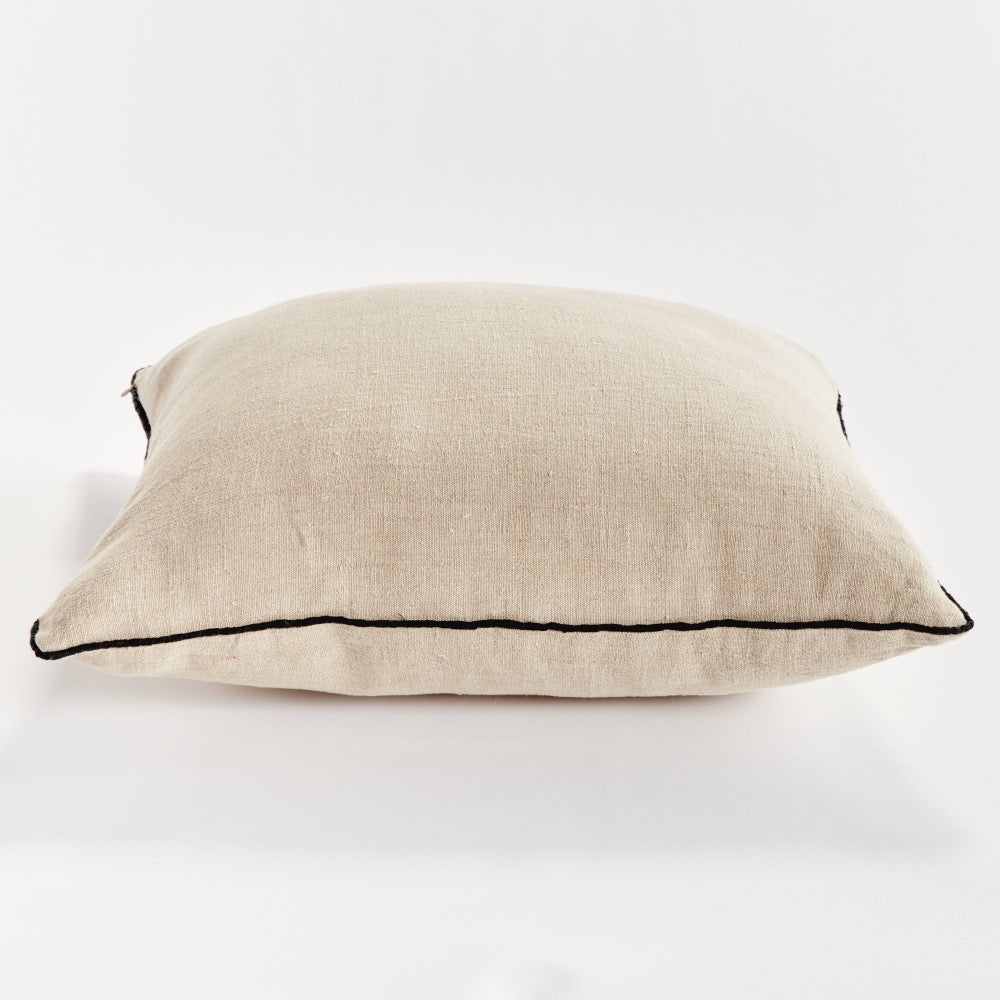 taupe flax fiber square throw pillow