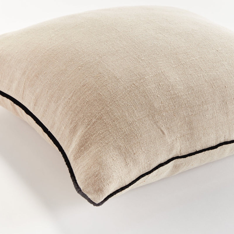 taupe flax fiber square throw pillow