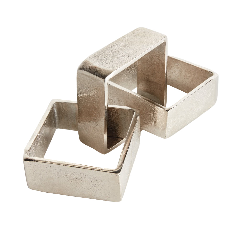 silver aluminum square chain sculpture 