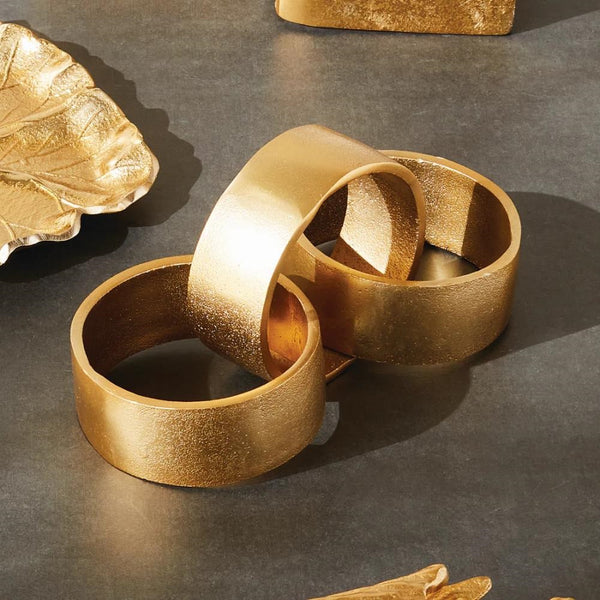 gold round chain sculpture trio