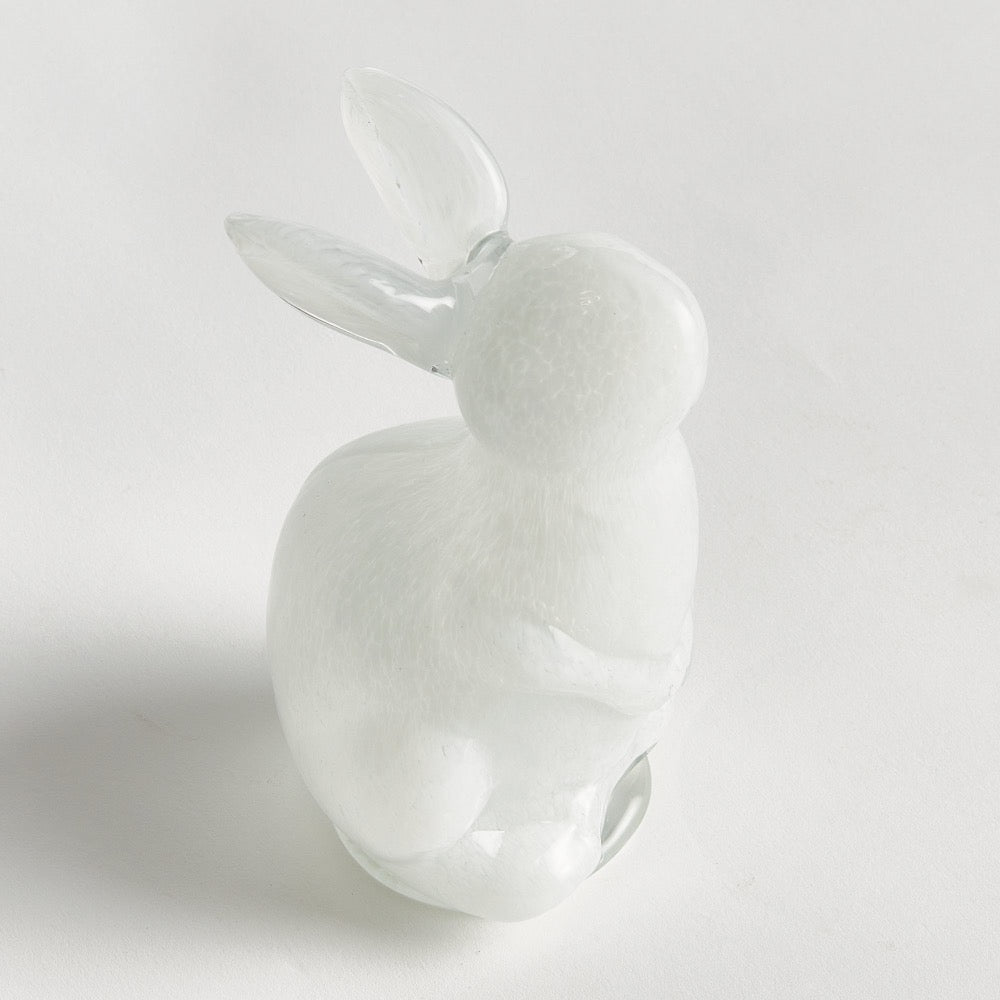 hand blown glass bunny decor white 