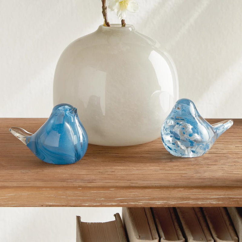 blue glass finches set 