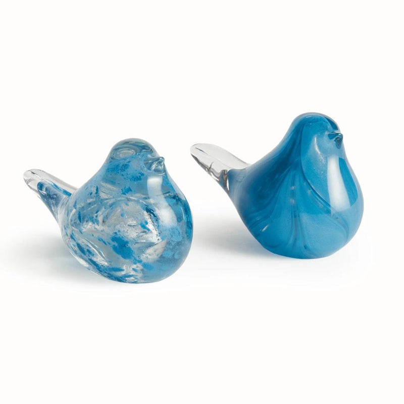 blue glass finches set 