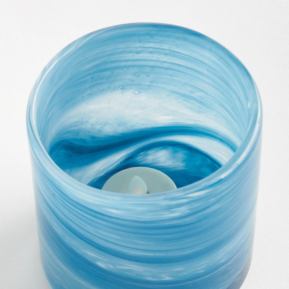 seaside hurricane glass blue 
