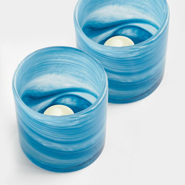 seaside hurricane glass blue 
