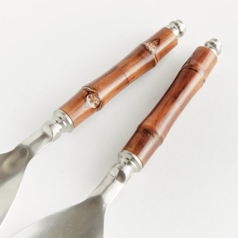 classic salad serving set bamboo handles