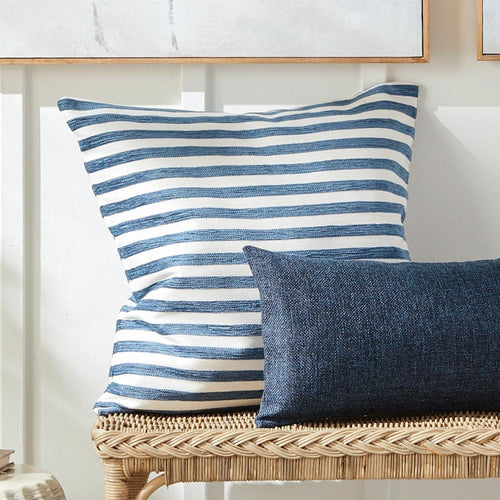dark blue stripe outdoor pillow 