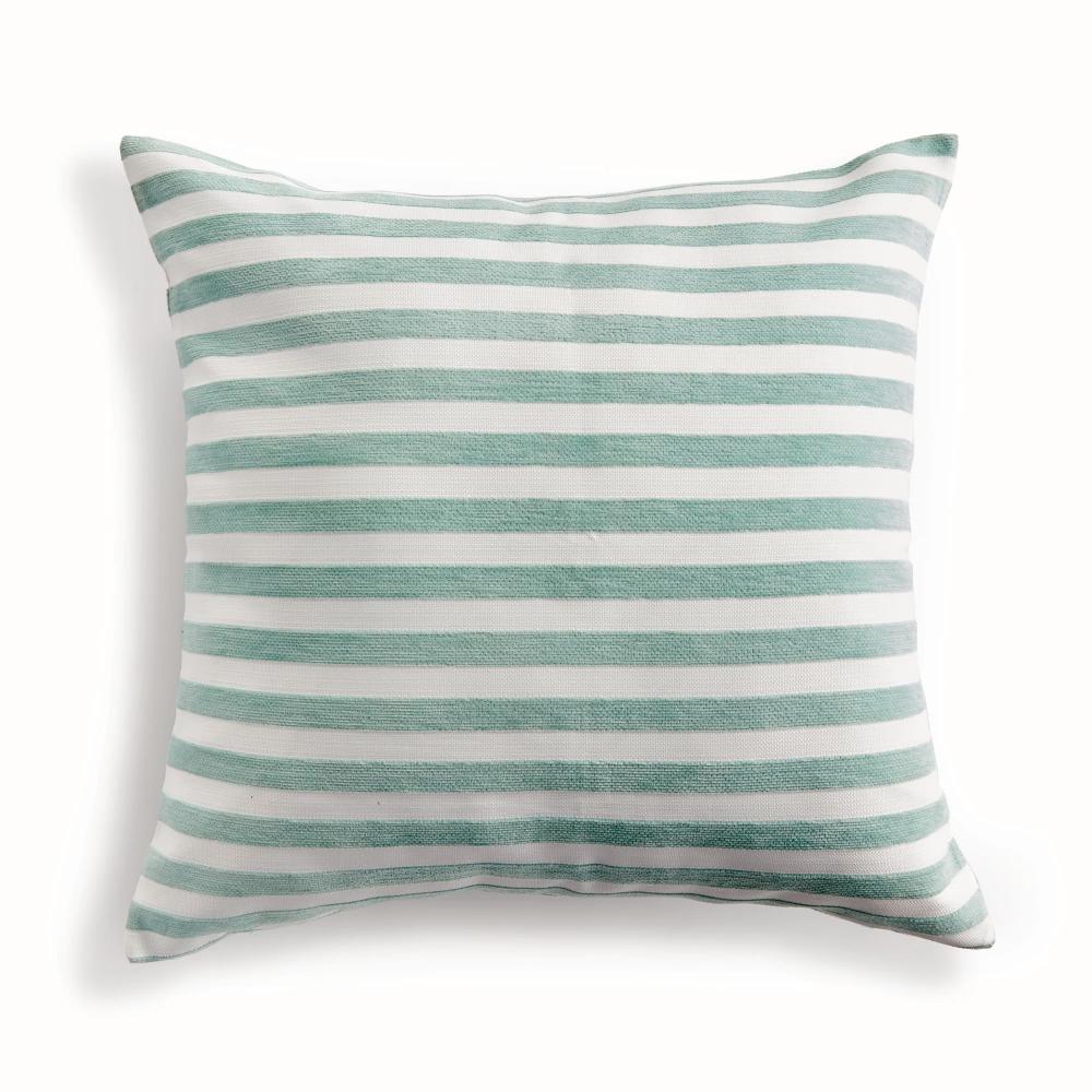 seafoam stripe outdoor square pillow