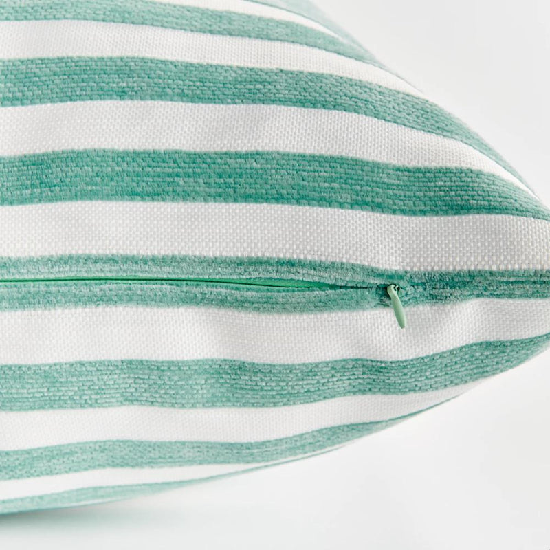 seafoam stripe outdoor square pillow