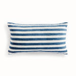 dark blue stripe outdoor lumbar pillow 