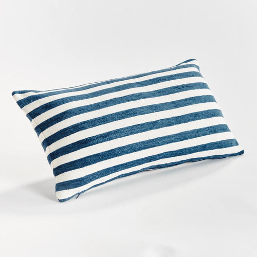 dark blue stripe outdoor lumbar pillow 