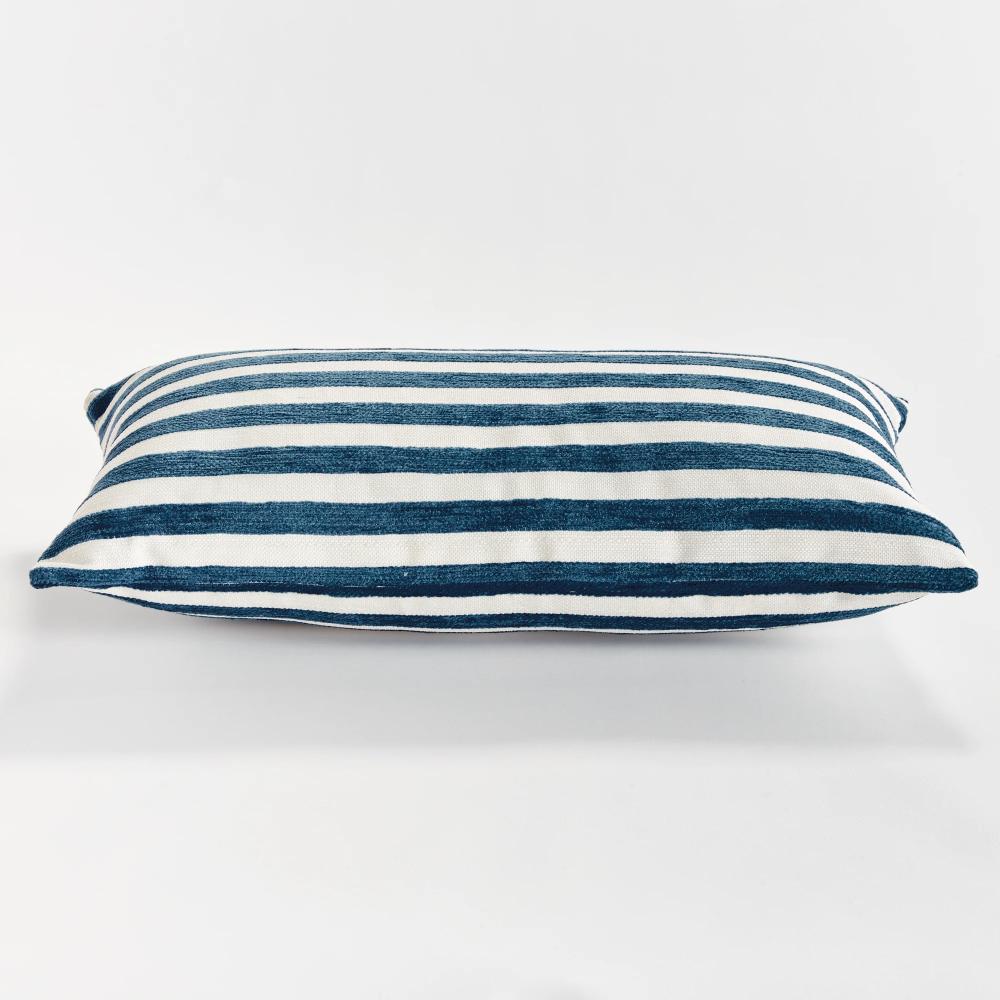 dark blue stripe outdoor lumbar pillow 