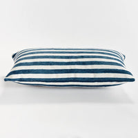 dark blue stripe outdoor lumbar pillow 