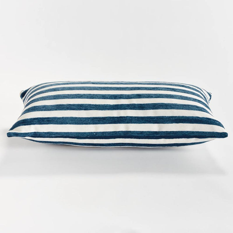 dark blue stripe outdoor lumbar pillow 