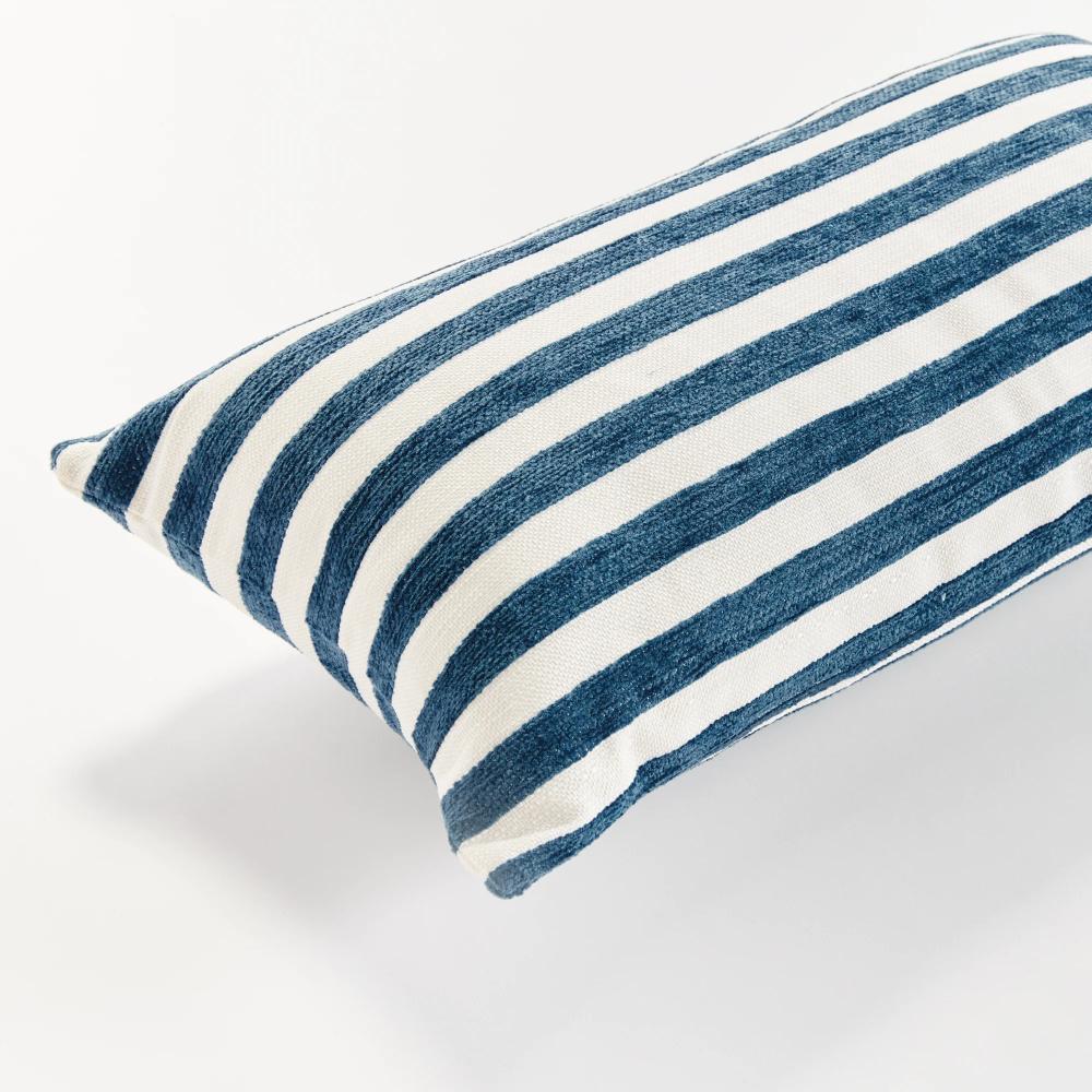 dark blue stripe outdoor lumbar pillow 