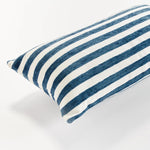 dark blue stripe outdoor lumbar pillow 