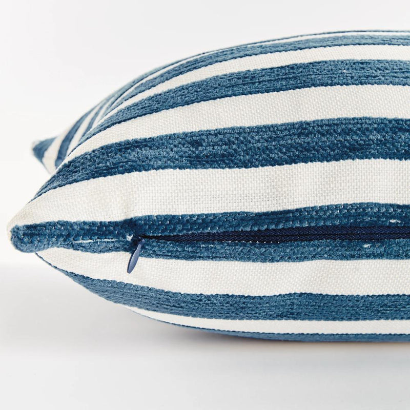 dark blue stripe outdoor lumbar pillow 