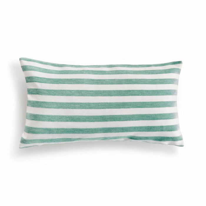 seafoam stripe outdoor lumbar pillow