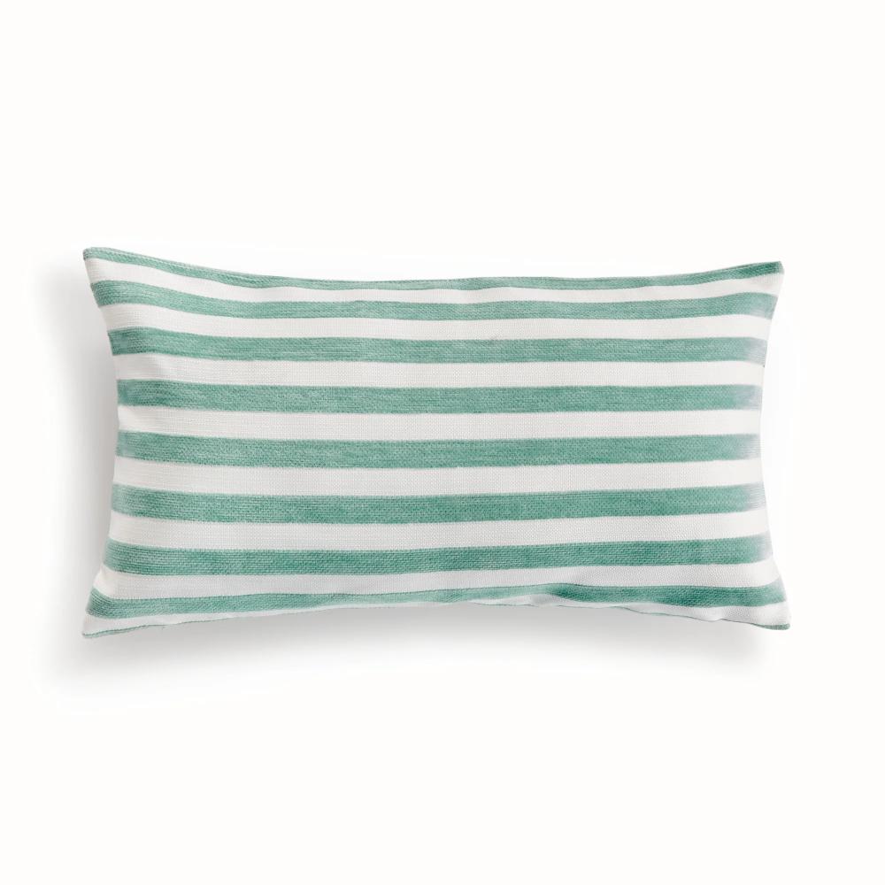 seafoam stripe outdoor lumbar pillow