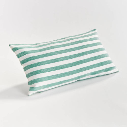seafoam stripe outdoor lumbar pillow