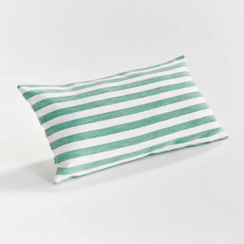 seafoam stripe outdoor lumbar pillow