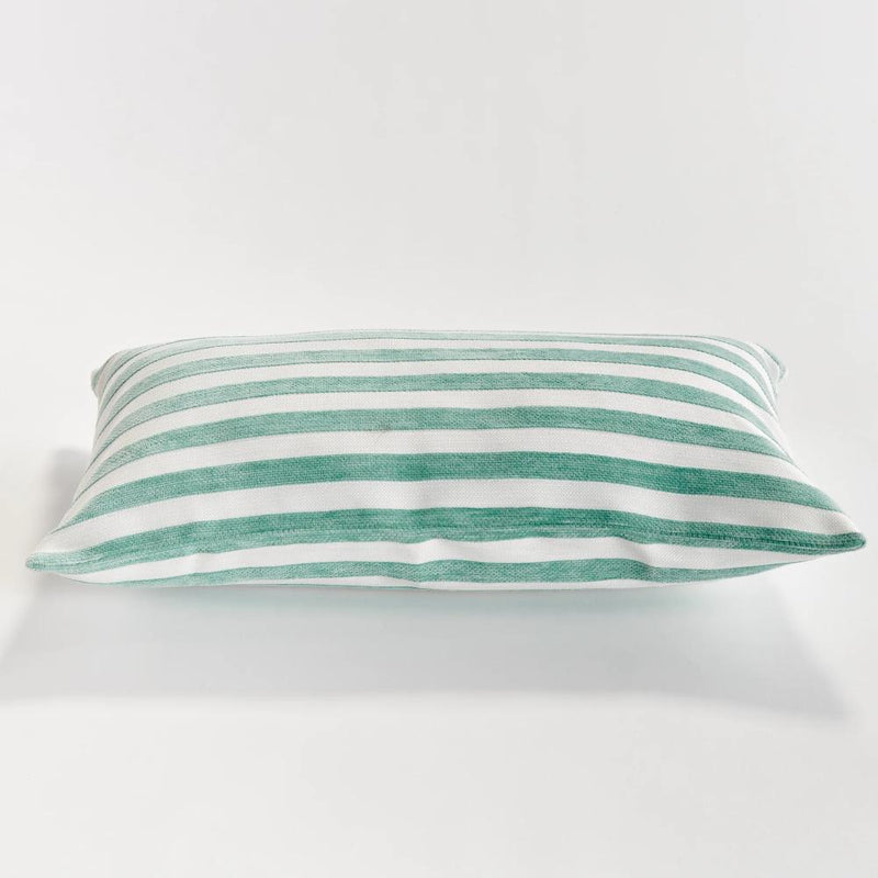 seafoam stripe outdoor lumbar pillow