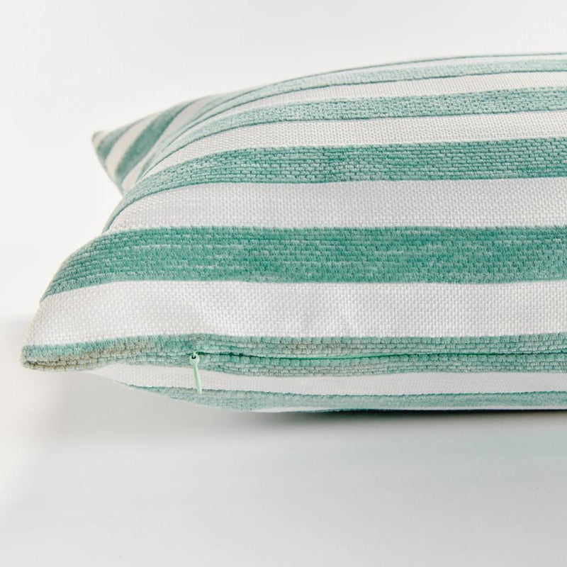 seafoam stripe outdoor lumbar pillow