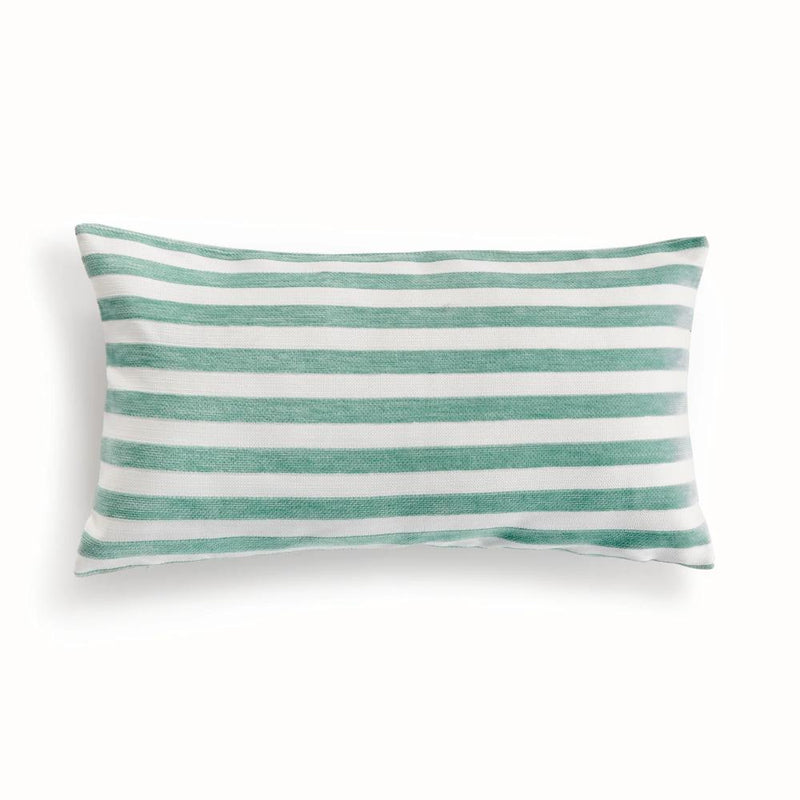 seafoam stripe outdoor lumbar pillow