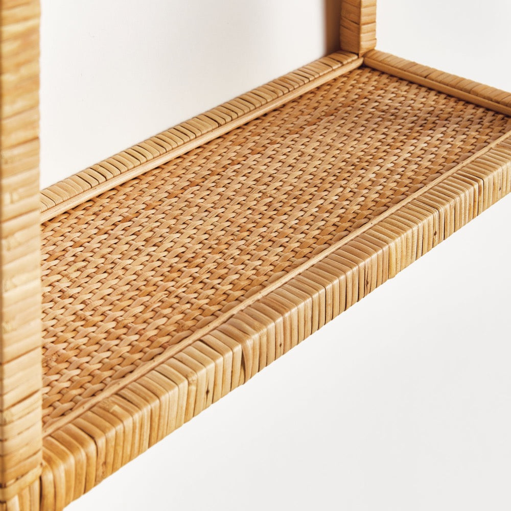 natural rattan arched wall shelf 3 tier
