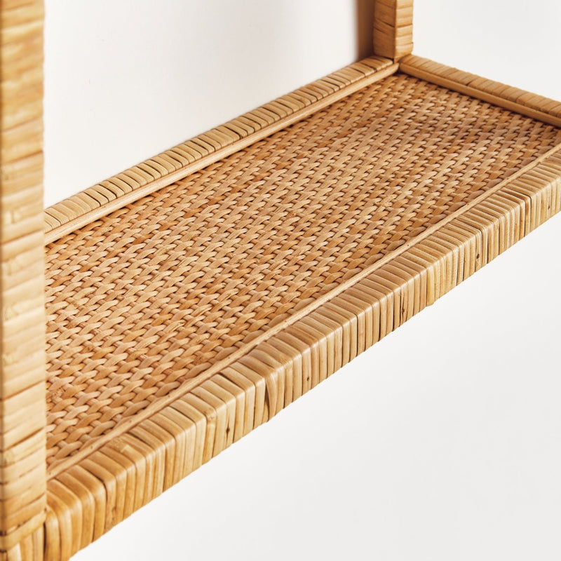 natural rattan arched wall shelf 3 tier