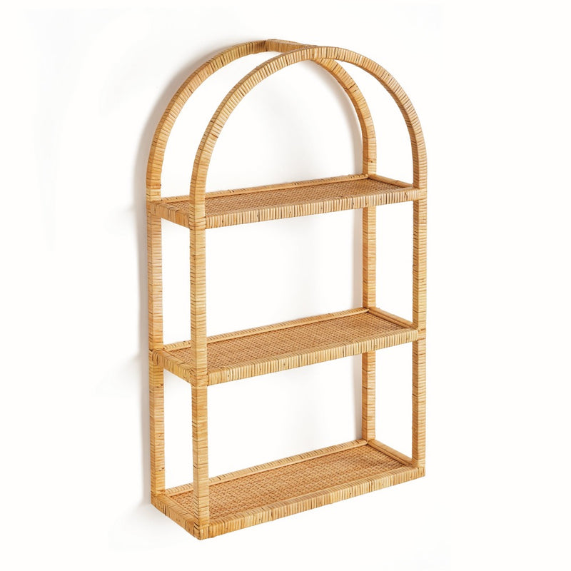 natural rattan arched wall shelf 3 tier