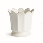 footed pot soft white fluted glazed round large