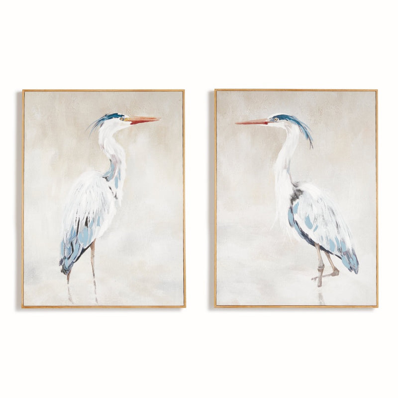 heron framed art giclee print set white blue 