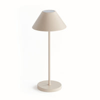 Beige table lamp with a beige base on a white background