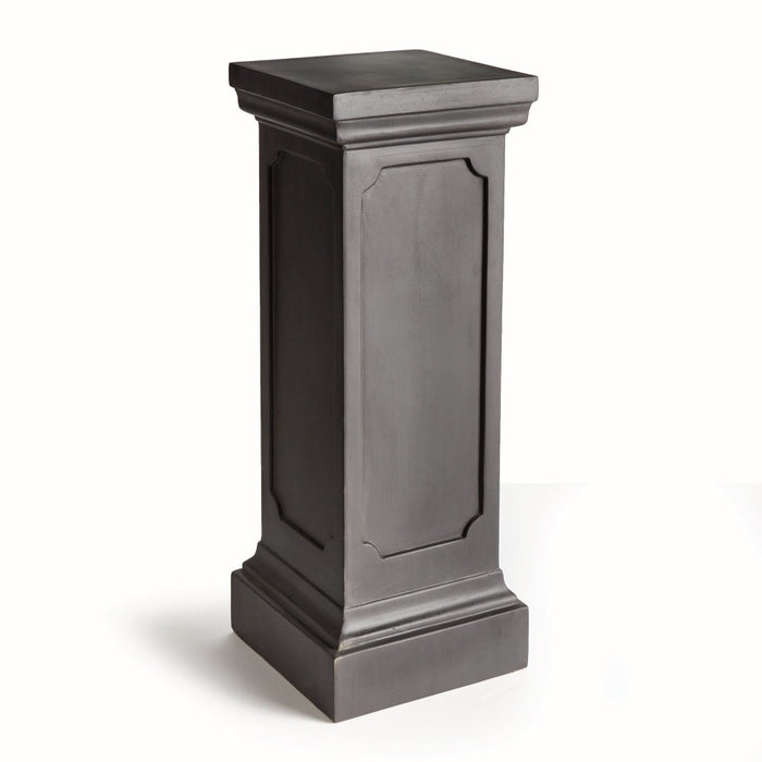 The Fibreclay Chambers Pedestal by Napa Home & Garden features a tall, rectangular form and antique black finish.