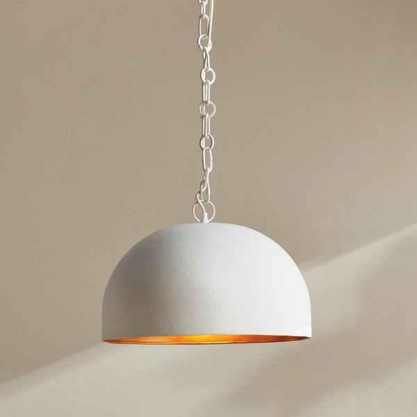 pendant white metal dome shade 