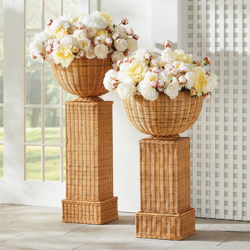 natural pedestal rattan square base