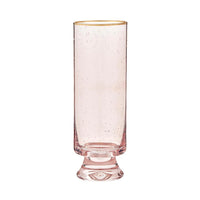 seeded glass blush champagne glass gold rimmed set 