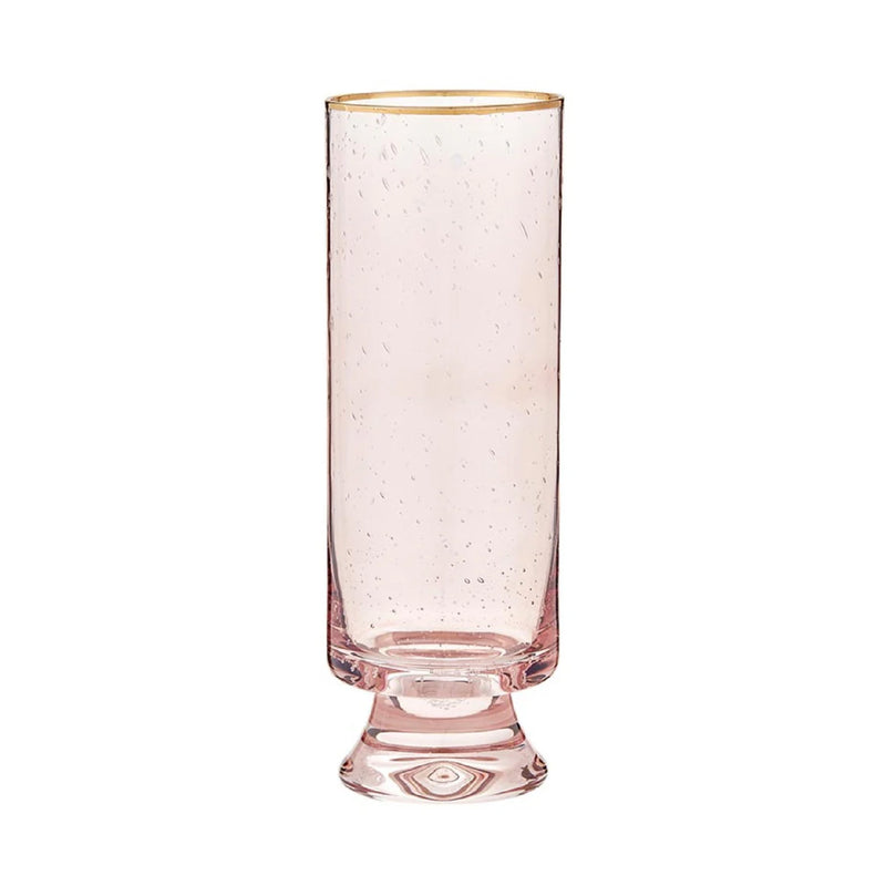 seeded glass blush champagne glass gold rimmed set 