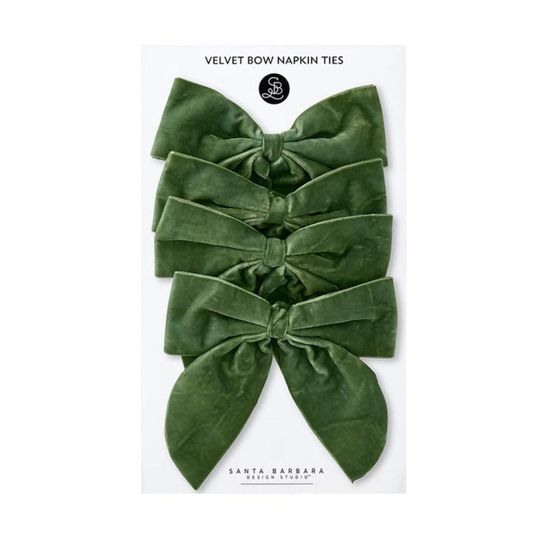 velvet green napkin ties bow set 