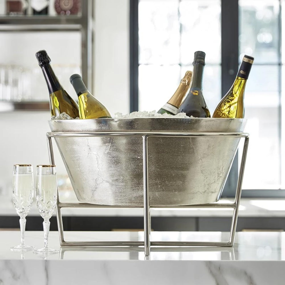 champagne wine bucket silver with stand
